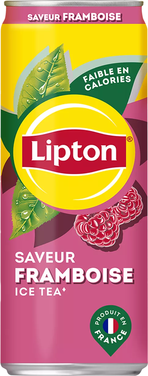 une canette de 33 cl de thé glacé lipton framboise