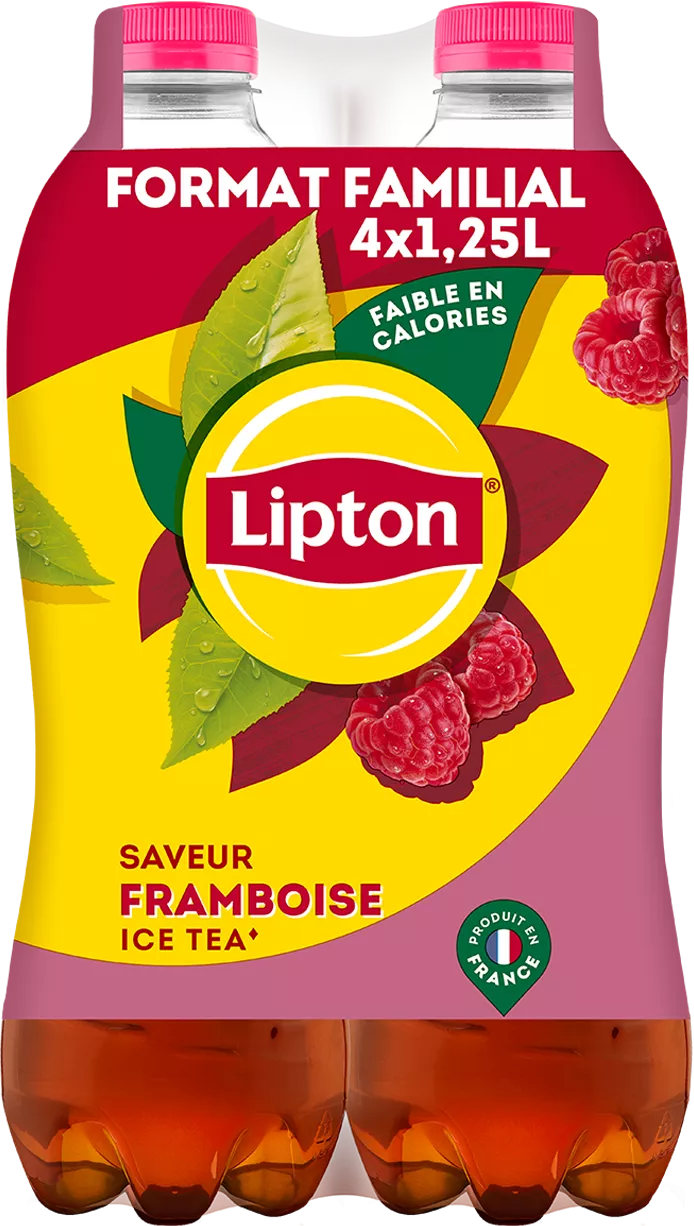 4 bouteilles de 1,25l de thé glacé lipton framboise