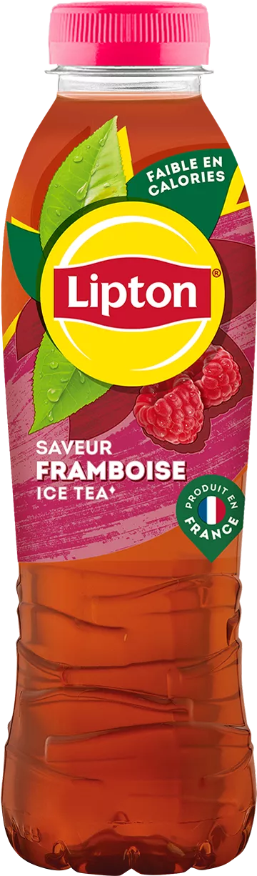 une bouteille de 500 ml de thé glacé lipton framboise